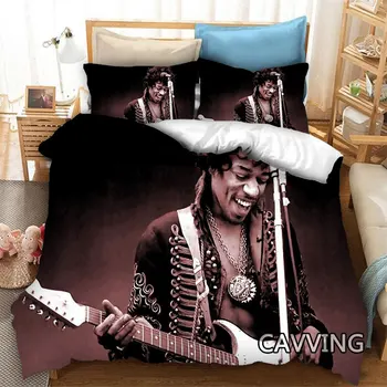 Комплект постельного Белья с 3D Принтом Jimi Hendrix, Пододеяльники и наволочки, Стеганое Одеяло (Размеры США / ЕС /AU) K01