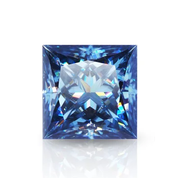 Голубой камень муассанит огранки принцессы с сертификатом Талисман Код Бриллиантовый драгоценный камень VVS Отлично подходит для изготовления ювелирных изделий на заказ