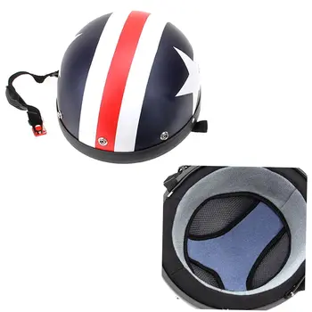Байкерский скутерный туристический шлем с полуоткрытым лицом Мотоциклетный шлем с очками, шарф с козырьком, Классический звездно-полосатый узор