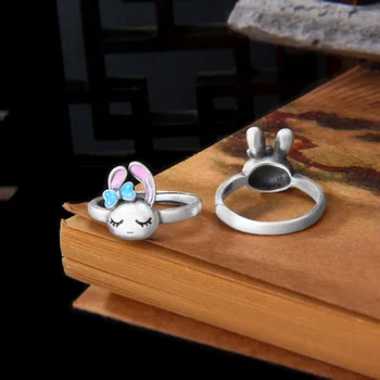 Кольцо с кроликом в стиле хип-хоп, оригинальный год матовый сказочный стиль, милое животное, мультфильм, открытие кольца для девочек оптом