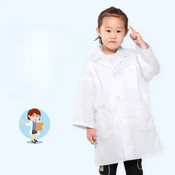 Детские костюмы, костюм доктора медсестры для научного эксперимента, белое пальто для начальной школы и детского сада с длинными рукавами