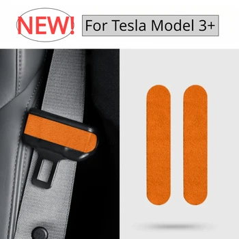 Наклейка на Ремень Безопасности для Tesla Model 3 + Замшевая Пряжка Ремня Безопасности из Алькантары, Декоративная Тонкая Нашивка, Аксессуары для Новой Модели 3 Highland 2024