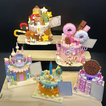 Креативный Десертный торт на день рождения Строительные блоки Пищевые кирпичики Декоративные игрушки ручной работы для игр Игрушка для сборки своими руками для девочек