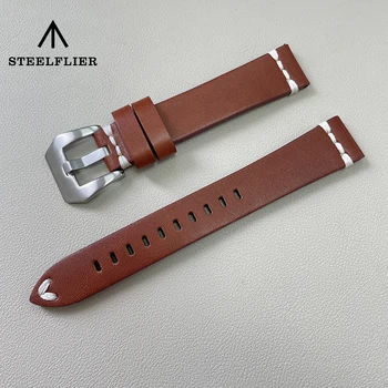 Официальный Роскошный кожаный ремешок для часов STEELFLIER шириной 18 мм, запасная лента кофейно-коричневого цвета SF18ZP