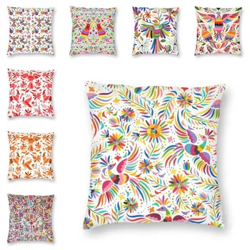 Мексиканский Цветочный Чехол для подушки, Украшение дивана, Цветочная Народная Квадратная Наволочка 40x40