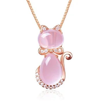 Модное Индивидуальное Милое животное Розовое ожерелье с подвеской в виде кошки для женщин, Элегантный Изысканный ювелирный подарок