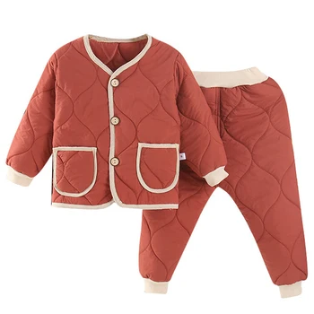 Комплекты детской одежды, Новый Зимне-Осенний Топ + Брюки, 2 предмета, Детская Одежда из плотного хлопка для маленьких мальчиков и девочек, Комплект одежды для девочек 1-6 лет