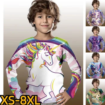 Повседневная одежда, осенне-зимняя футболка для маленького мальчика, модный топ с длинными рукавами и принтом, повседневный пуловер с высоким воротом для мальчиков