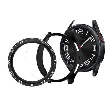 3 шт. для samsung galaxy watch 6 classic 47 мм 43 мм корпус + металлическое кольцо безеля + Защитная пленка для экрана из закаленного стекла watch 5 pro 45 мм бампер