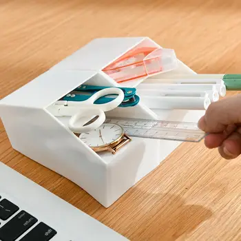 Креативный держатель для карандашей Контейнер для ручек из АБС-пластика Многофункциональный Настольный Двухслойный Держатель для ручек для макияжа, кисточек для хранения предметов