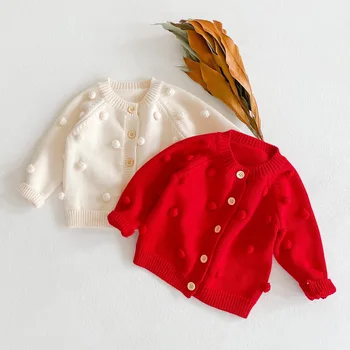 Кардиган для маленьких девочек, куртка, свитер, весенняя верхняя одежда с длинным рукавом, вязаная одежда для малышей, QZ287