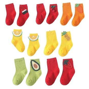 Фруктовые детские носки, хлопковые гольфы для малышей, весенние свободные носки Унисекс для мальчиков и девочек, домашние носки для маленьких детей 0-8 лет