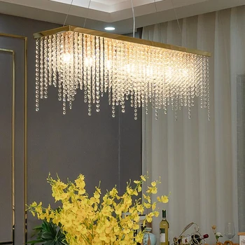 Современная ресторанная люстра прямоугольное хрустальное украшение бара, роскошная простая гостиничная инженерия, изготовленная на заказ хрустальная лампа