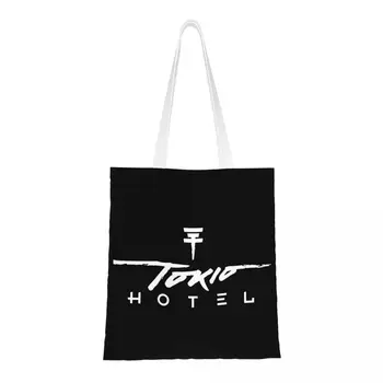 Tokio Hotel Pop Music Холщовая сумка-тоут, сумки через плечо, сумки для покупок большой емкости для унисекс