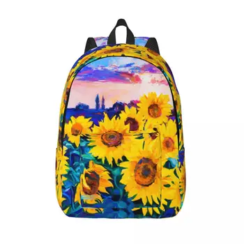 Рюкзак для ноутбука, уникальные подсолнухи в стиле современного импрессионизма, школьная сумка, прочный студенческий рюкзак, дорожная сумка для мальчиков и девочек