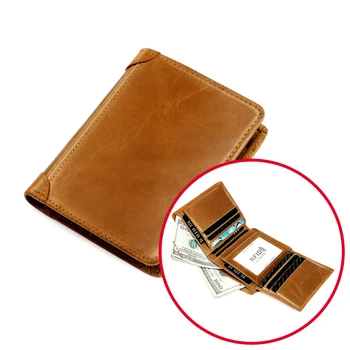 Мужской кошелек из натуральной кожи с RFID защитой от кражи, кисточка для денег, зажим для денег