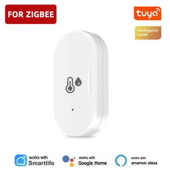 Датчик температуры и влажности Tuya Zigbee Нужен Zigbee Gateway Hub Умный Дом Внутренний Гигрометр Alexa Google Voice Control